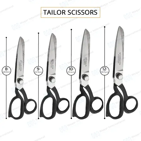 Set of 4 Heavy Duty Tailor Scissors 8″ 9″ 10 & 12″ - surgical instruments manufactured by Waqar International, Sialkot - view 3