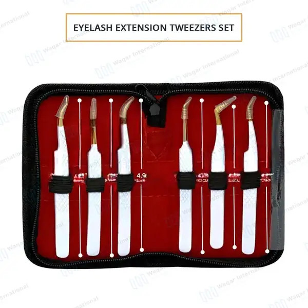 6 Pcs Volume Eyelash Extension Tweezers Set with Diamond Grip - surgical instruments manufactured by Waqar International, Sialkot - view 3