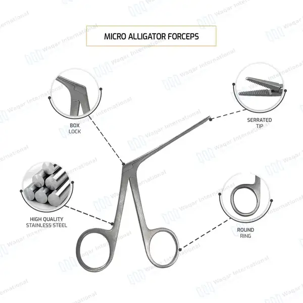 Micro Alligator Forceps 3″ - surgical instruments manufactured by Waqar International, Sialkot - view 4