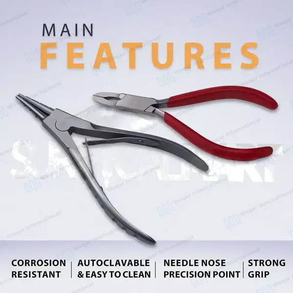 2 Pc Ring Opening and Closing Pliers Set - body piercing instruments manufactured by Waqar International, Sialkot - view 5