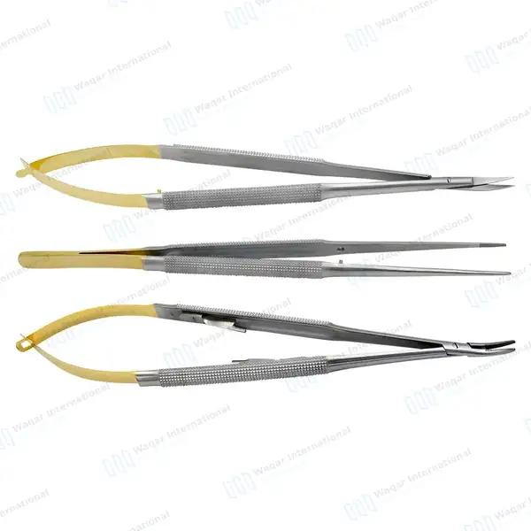 3 Pcs TC Castroviejo Micro Surgery Set – Curved - surgical instruments manufactured by Waqar International, Sialkot - view 2