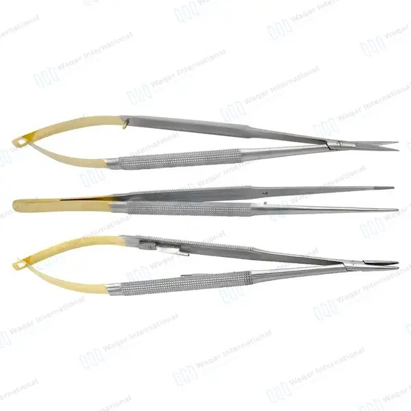 3 Pcs TC Castroviejo Micro Surgery Set Straight - surgical instruments manufactured by Waqar International, Sialkot - view 2