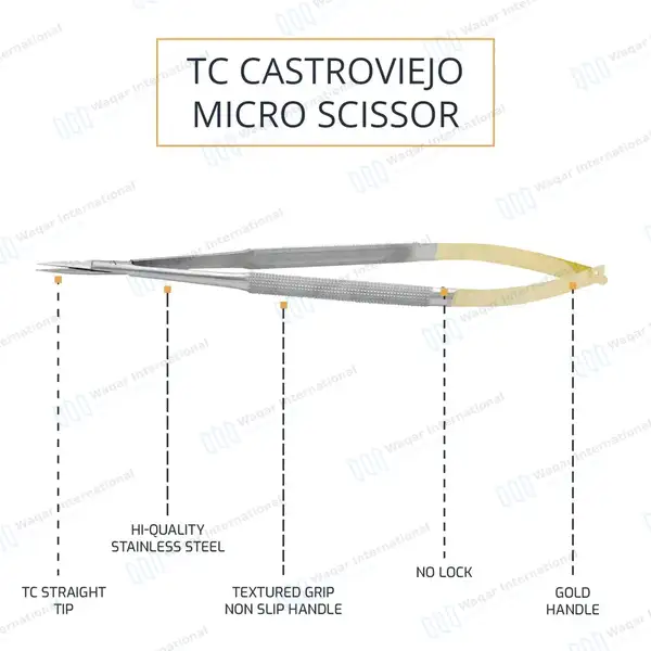3 Pcs TC Castroviejo Micro Surgery Set Straight - surgical instruments manufactured by Waqar International, Sialkot - view 8