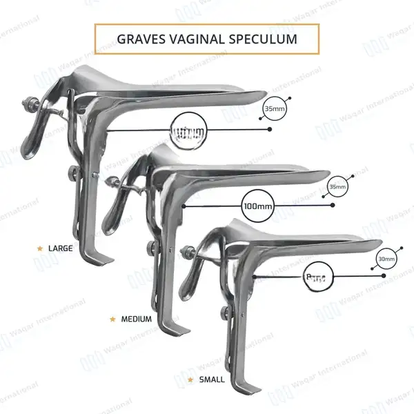 3 Pcs Graves Vaginal Speculum Small, Medium, Large - surgical instruments manufactured by Waqar International, Sialkot - view 2
