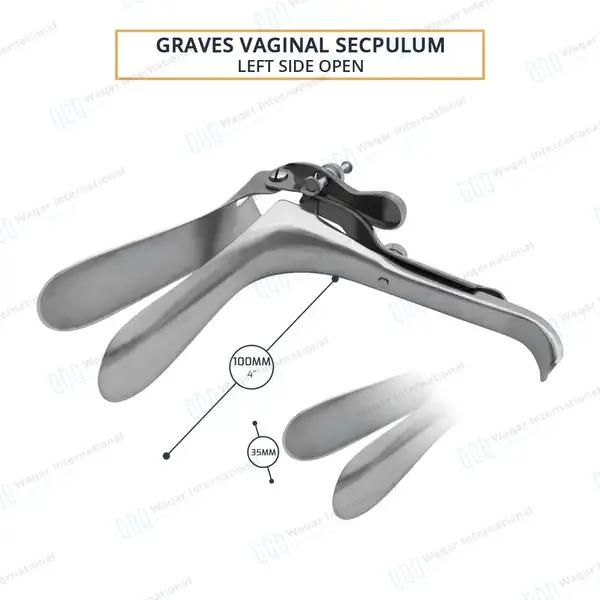 Graves Left Side Open Vaginal Speculum – Medium - surgical instruments manufactured by Waqar International, Sialkot - view 2