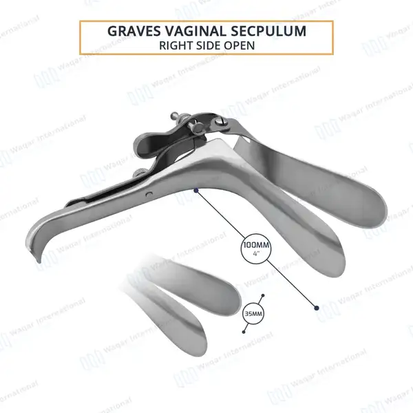 Graves Right Side Open Vaginal Speculum – Medium - surgical instruments manufactured by Waqar International, Sialkot - view 2