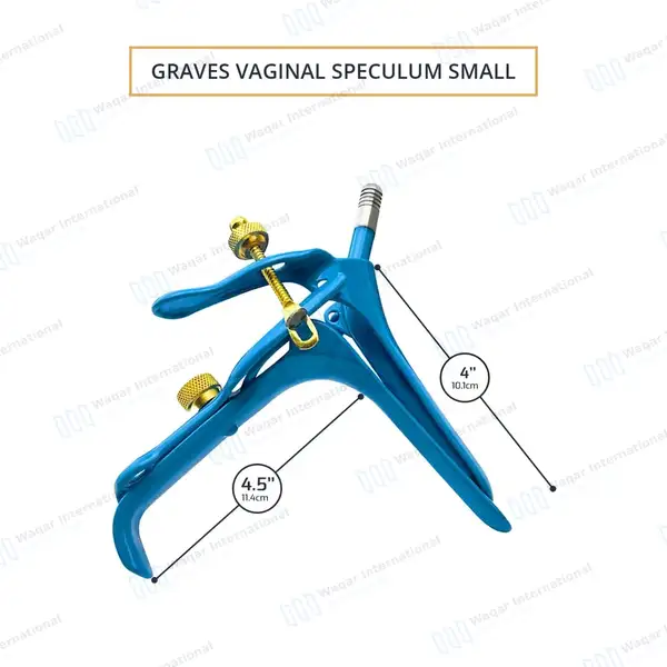 Graves Vaginal Speculum Small 4″ x 4.5″ LLETZ LEEP Blue Coated - surgical instruments manufactured by Waqar International, Sialkot - view 3