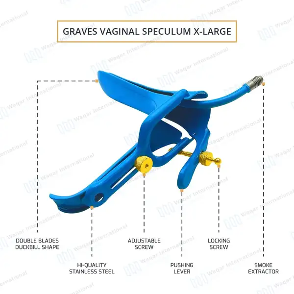 3 Graves LLETZ LEEP Blue Coated Vaginal Speculum X-Large - surgical instruments manufactured by Waqar International, Sialkot - view 4