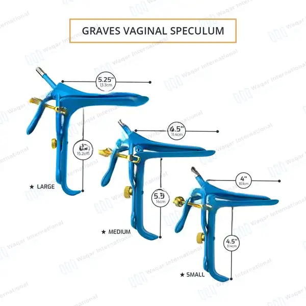 3 Pcs Graves LLETZ LEEP Blue Coated Vaginal Speculum Set - surgical instruments manufactured by Waqar International, Sialkot - view 3