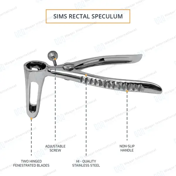 Sims Rectal Speculum with Set Screw 6″ Fenestrated Blades 3.5″ Long x 5/8″ Wide - surgical instruments manufactured by Waqar International, Sialkot - view 4