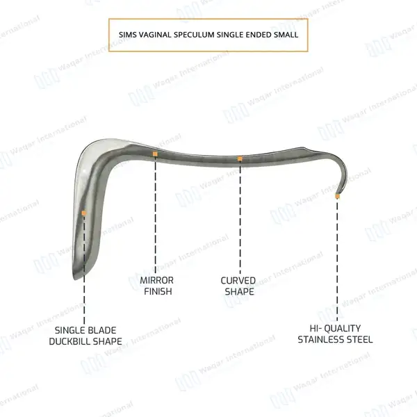 Sims Vaginal Speculum Small 2.7cm x 6.4cm Single Ended - surgical instruments manufactured by Waqar International, Sialkot - view 4