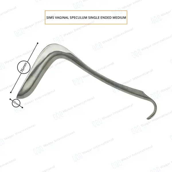Sims Vaginal Speculum Medium 3.2cm x 7.6cm Single Ended - surgical instruments manufactured by Waqar International, Sialkot - view 3