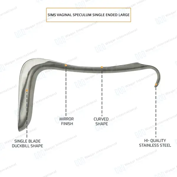 Sims Vaginal Speculum Large 3.8cm x 8.9cm Single Ended - surgical instruments manufactured by Waqar International, Sialkot - view 4