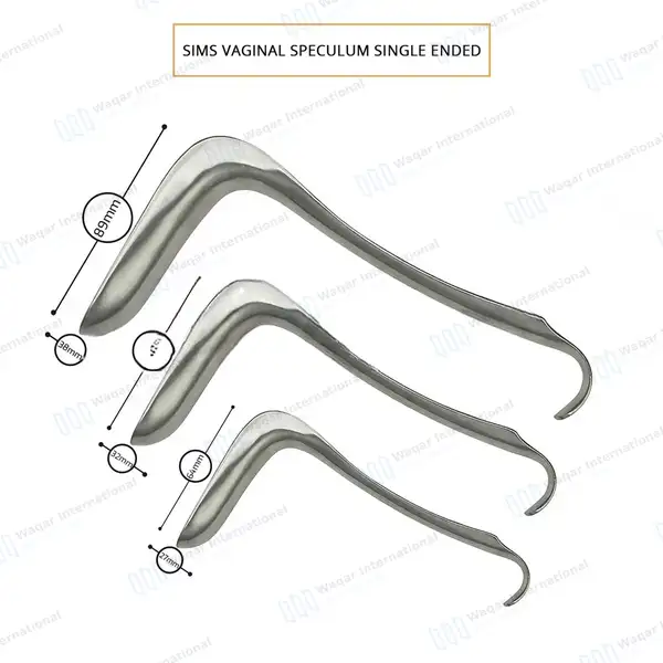 Set of 3 Sims Vaginal Speculum Single Ended Small, Medium, Large - surgical instruments manufactured by Waqar International, Sialkot - view 3
