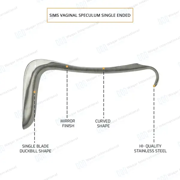 Set of 3 Sims Vaginal Speculum Single Ended Small, Medium, Large - surgical instruments manufactured by Waqar International, Sialkot - view 4