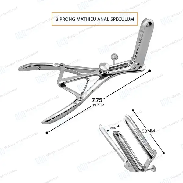 Mathieu Rectal Speculum 3 Prongs 7.75″ Blades 15x90mm - surgical instruments manufactured by Waqar International, Sialkot - view 3