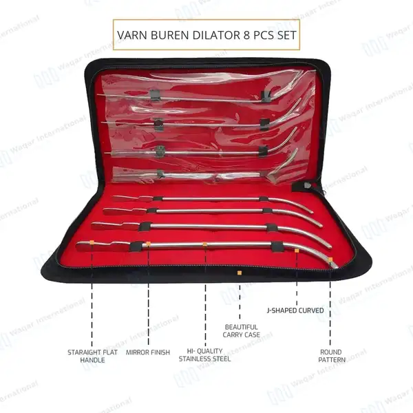 8 Pcs Van Buren Urethral Sounds Set 11″ J-Shaped Curved - surgical instruments manufactured by Waqar International, Sialkot - view 3