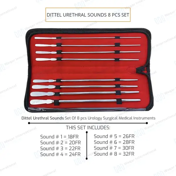 8 Pcs Dittel Urethral Sounds Set 11.5″ Single Ended Urology Instruments - surgical instruments manufactured by Waqar International, Sialkot - view 3