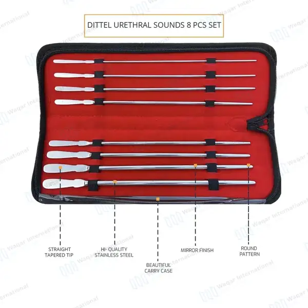 8 Pcs Dittel Urethral Sounds Set 11.5″ Single Ended Urology Instruments - surgical instruments manufactured by Waqar International, Sialkot - view 4