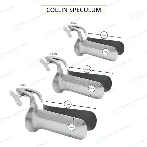 3 Pcs Collin Vaginal Speculum Set Small, Medium and Large - surgical instruments manufactured by Waqar International, Sialkot - view 3