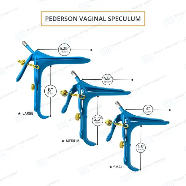 3 Blue Pederson Vaginal Speculum Small, Medium Large - surgical instruments manufactured by Waqar International, Sialkot - view 3