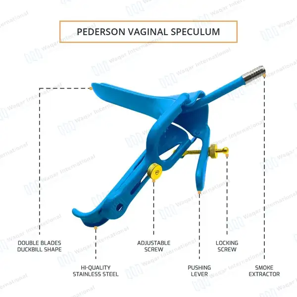 3 Blue Pederson Vaginal Speculum Small, Medium Large - surgical instruments manufactured by Waqar International, Sialkot - view 4