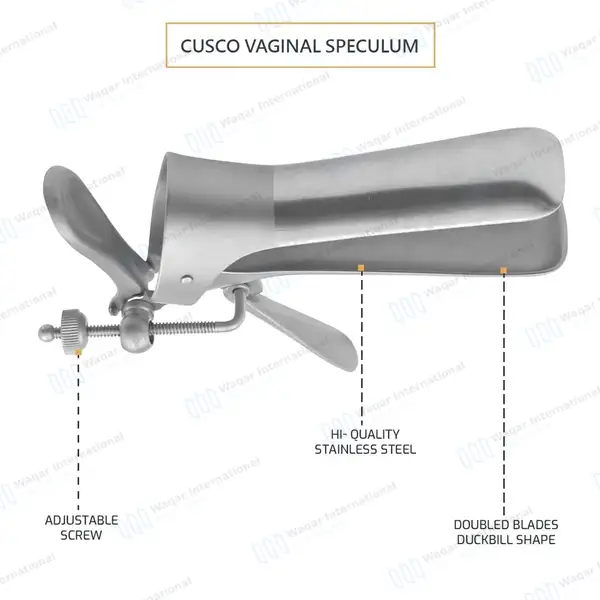 Set of 3 Cusco Vaginal Speculum Small Medium & Large - surgical instruments manufactured by Waqar International, Sialkot - view 4