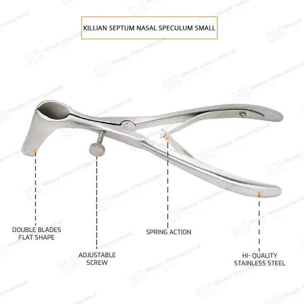 Killian Septum Nasal Speculum 6″ Blade 2″ (5.1cm) – Small - surgical instruments manufactured by Waqar International, Sialkot - view 4