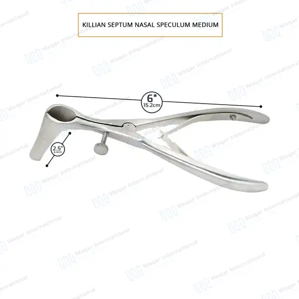 Killian Septum Nasal Speculum 6″ Blade 2.5″ (6.4cm) – Medium - surgical instruments manufactured by Waqar International, Sialkot - view 3