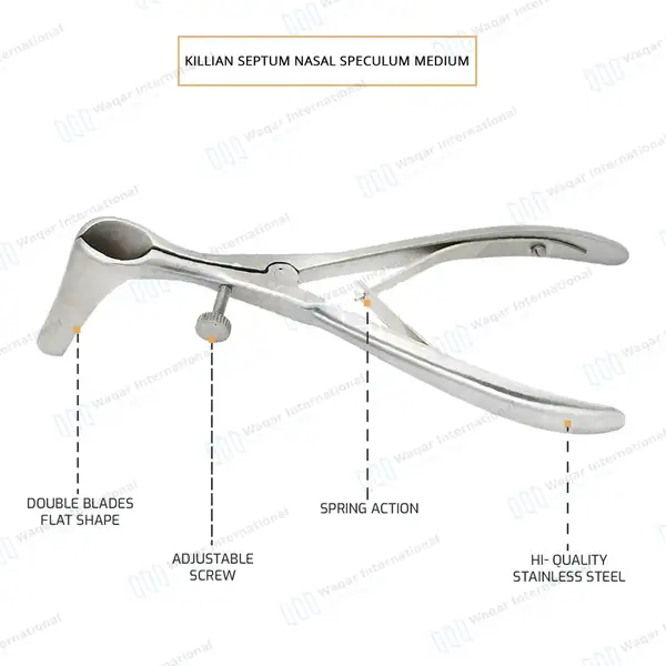 Killian Septum Nasal Speculum 6″ Blade 2.5″ (6.4cm) – Medium - surgical instruments manufactured by Waqar International, Sialkot - view 4