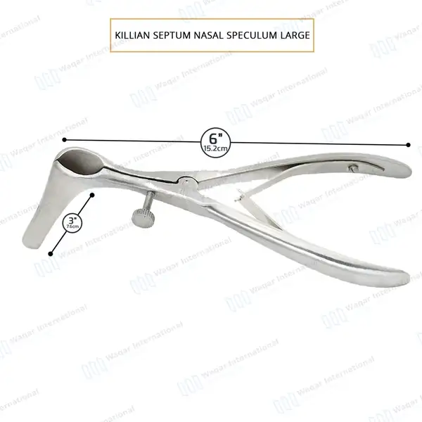 Killian Septum Nasal Speculum 6″ Blade 3″ (7.6cm) – Large - surgical instruments manufactured by Waqar International, Sialkot - view 3
