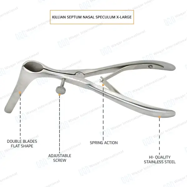 Killian Septum Nasal Speculum 6″ Blade 3.5″ (8.9cm) – Extra Large - surgical instruments manufactured by Waqar International, Sialkot - view 4