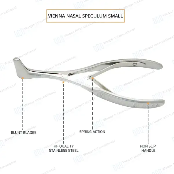 2 Vienna Nasal Speculum 5.75″ Blade 23mm Small (Infant) - surgical instruments manufactured by Waqar International, Sialkot - view 3