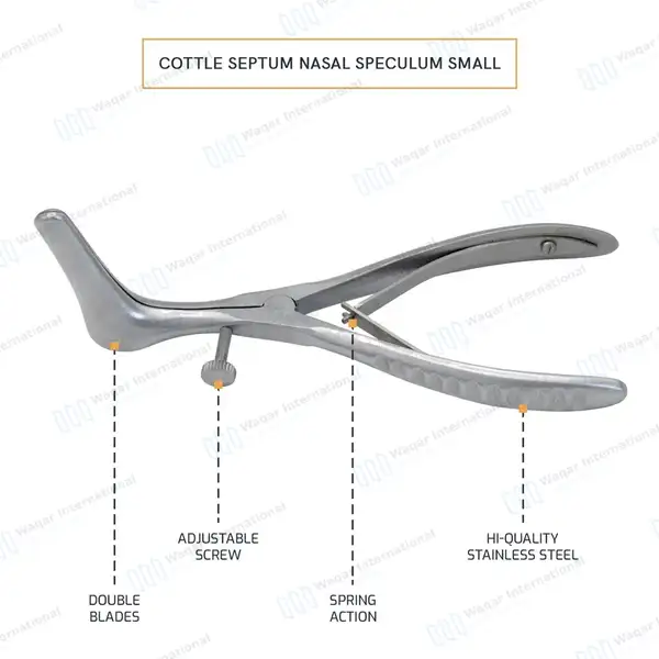 Cottle Septum Nasal Speculum 6″ Blade 35mm with Set Screw - surgical instruments manufactured by Waqar International, Sialkot - view 4