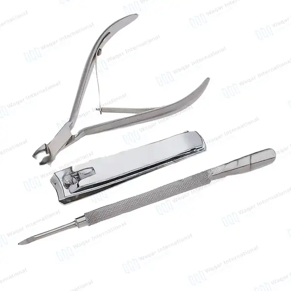 3 Pcs Manicure Set with Black Carrying Case - surgical instruments manufactured by Waqar International, Sialkot - view 2