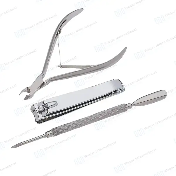 3 Pcs Manicure Set with Red Carrying Case - surgical instruments manufactured by Waqar International, Sialkot - view 2
