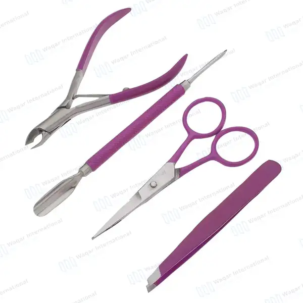 Hot Pink 4 Pcs Manicure Set with Travel Case - surgical instruments manufactured by Waqar International, Sialkot - view 2