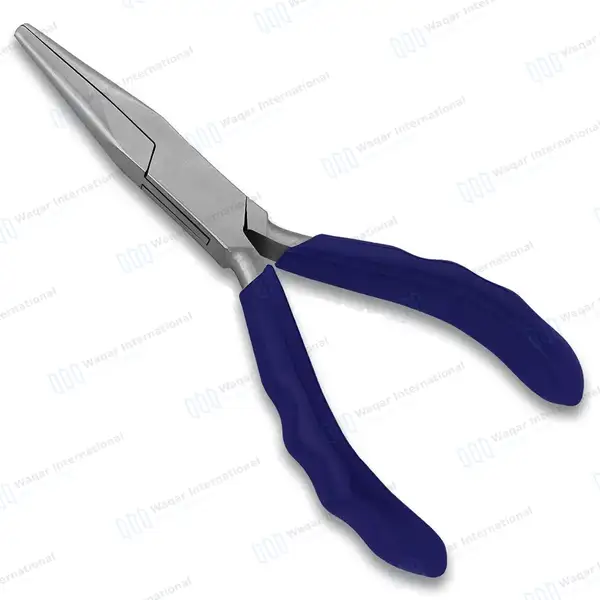 Chain Nose Jewelry Plier 4.5″ Long Jaws with Blue Grip Handle - surgical instruments manufactured by Waqar International, Sialkot - view 2