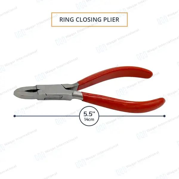 Ring Closing Plier 5.5″ with Deep Groove Tips & PVC Grip Handle - body piercing instruments manufactured by Waqar International, Sialkot - view 3