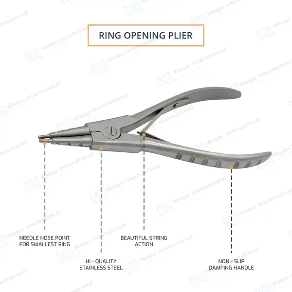 Ring Opening Plier 6.25″ Body Piercing Jewelry Bead Ball Capture Tool - body piercing instruments manufactured by Waqar International, Sialkot - view 4
