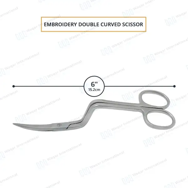 Double Curved Embroidery Scissor 6″ Pro Bent Handle - surgical instruments manufactured by Waqar International, Sialkot - view 3