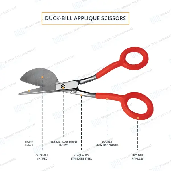 Duckbill Scissors 6″ Carpet Napping Shears with Red Grip Handle - surgical instruments manufactured by Waqar International, Sialkot - view 4