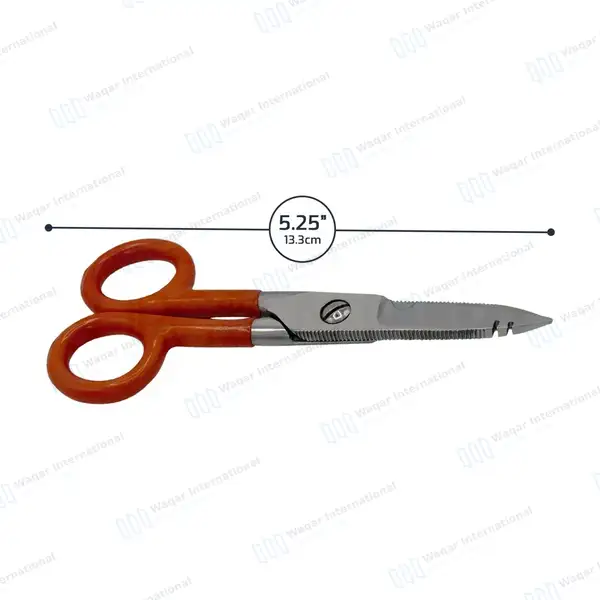 Electrician Scissors 5.25″ for Cutting & Stripping Wires Electrical Repair Tool - surgical instruments manufactured by Waqar International, Sialkot - view 3