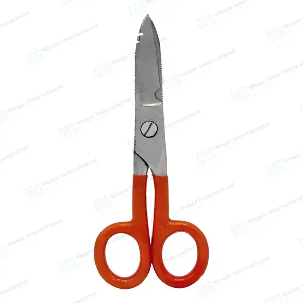 Electrician Scissors 5.25″ for Cutting & Stripping Wires Electrical Repair Tool - surgical instruments manufactured by Waqar International, Sialkot - view 11