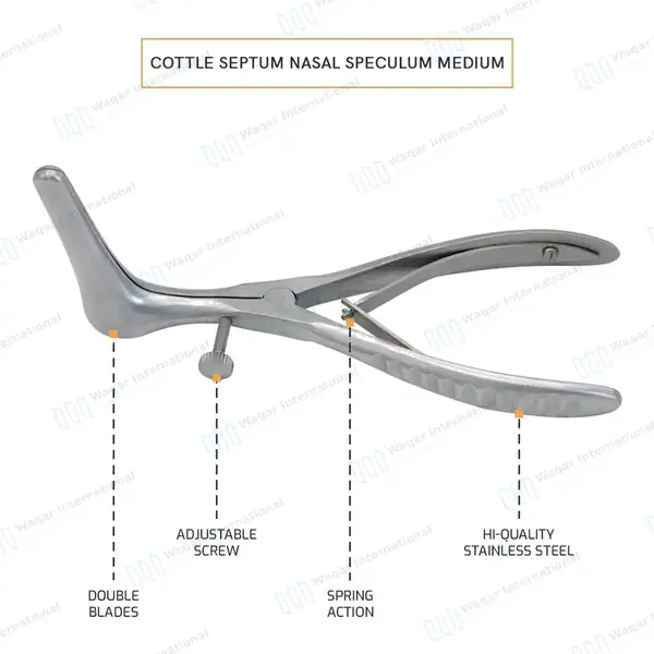 Cottle Septum Nasal Speculum 6″ Blade 50mm with Set Screw - surgical instruments manufactured by Waqar International, Sialkot - view 4