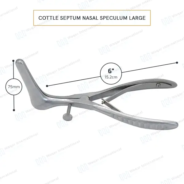 Cottle Septum Nasal Speculum Large 6″ Blade 75mm with Set Screw - surgical instruments manufactured by Waqar International, Sialkot - view 3