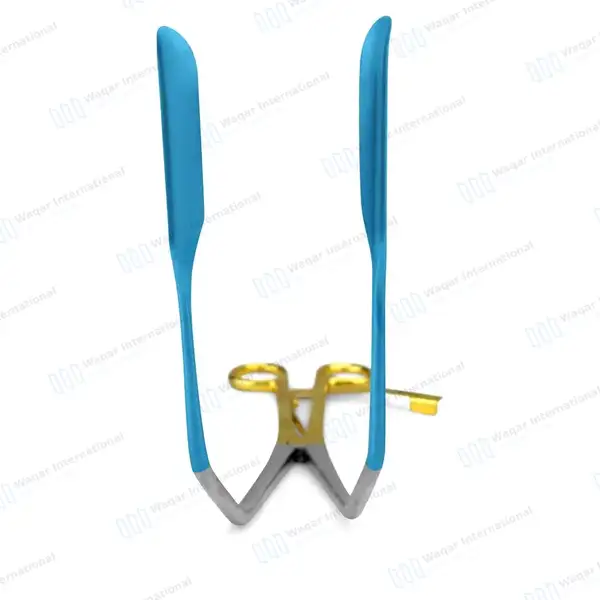 Lateral Vaginal Retractor Blue Coated 10.5″ Closed Elongated Shanks - surgical instruments manufactured by Waqar International, Sialkot - view 3