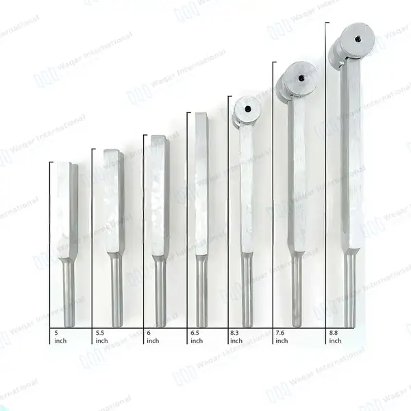 7 Pcs Tuning Fork C64, C128, C256, C512, C1024, C2048 & C4096 Set - surgical instruments manufactured by Waqar International, Sialkot - view 3