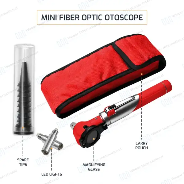 13 Pcs Mini Fiber Optic Otoscope Set – Red - surgical instruments manufactured by Waqar International, Sialkot - view 4