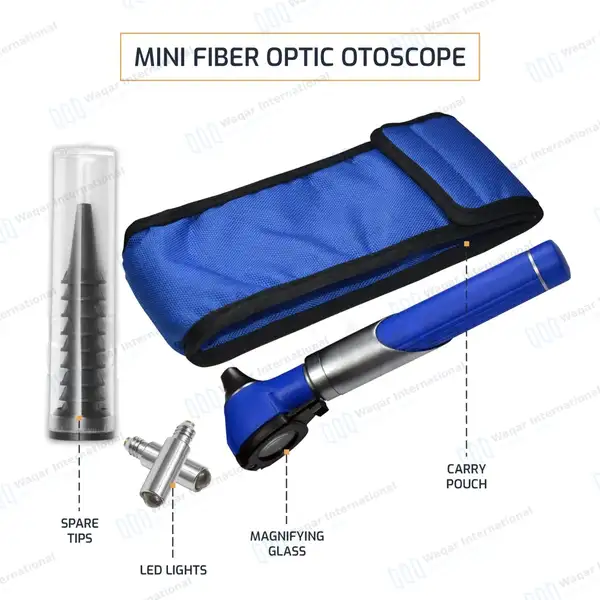 13 Pcs Mini Fiber Optic Otoscope Set- Royal Blue - surgical instruments manufactured by Waqar International, Sialkot - view 4
